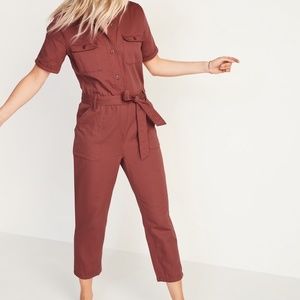 Old Navy Twill Utility Tie-Belt Jumpsuit